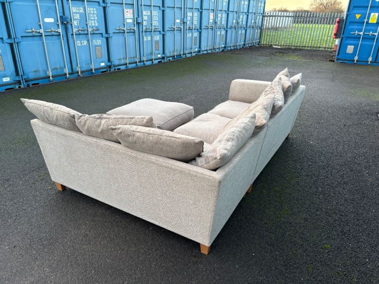 Beige L Shape corner sofa with matching footstool DELIVERY AVAILABLE
