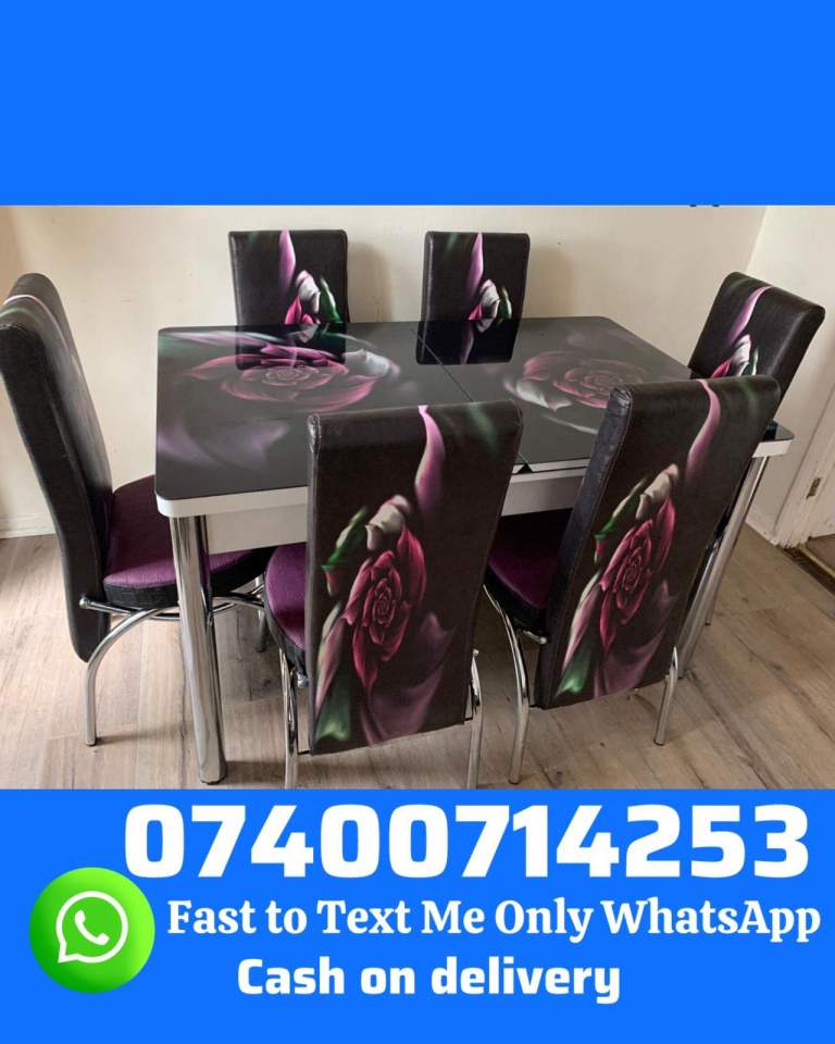 Amazing work wooden, Gold And Glass dining table and 4 OR 6 chairs