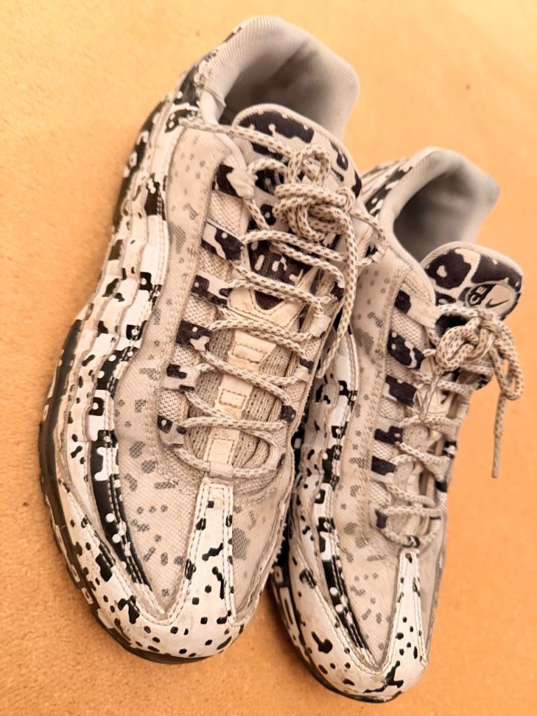 Nike white and black camo shoes 