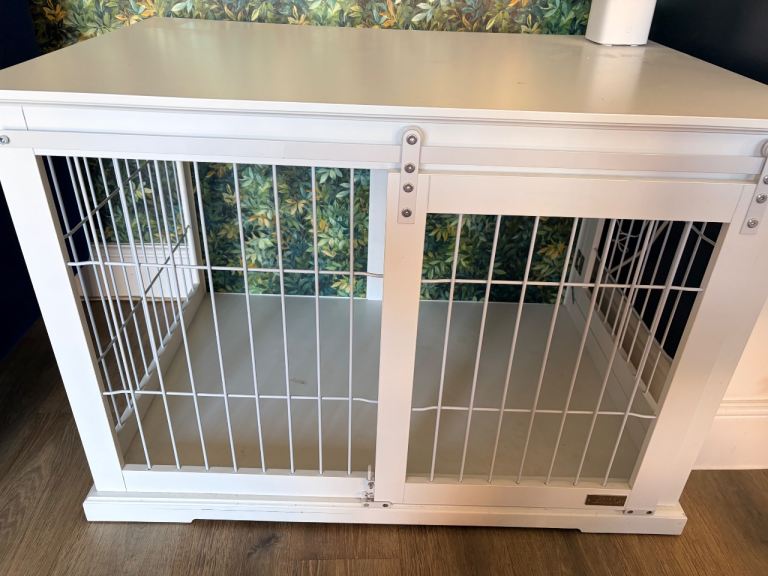 Large white wooden dog create 