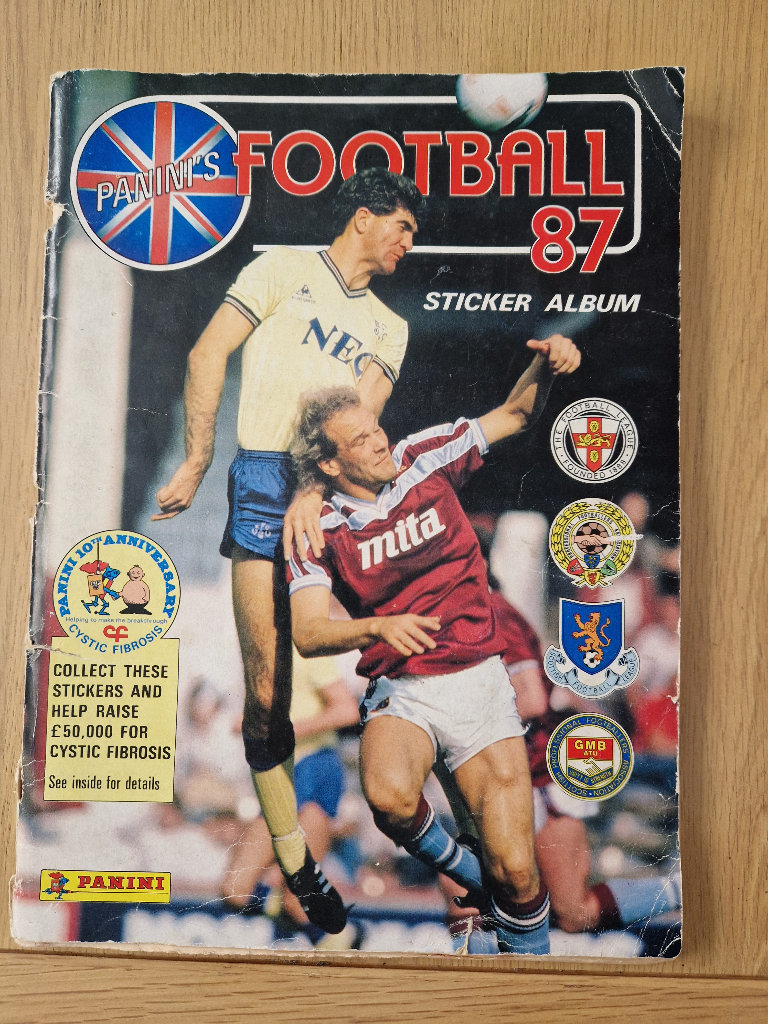 1987 football season full/complete Panini sticker album.