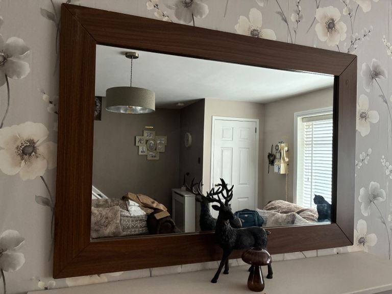Mantel oak mirror