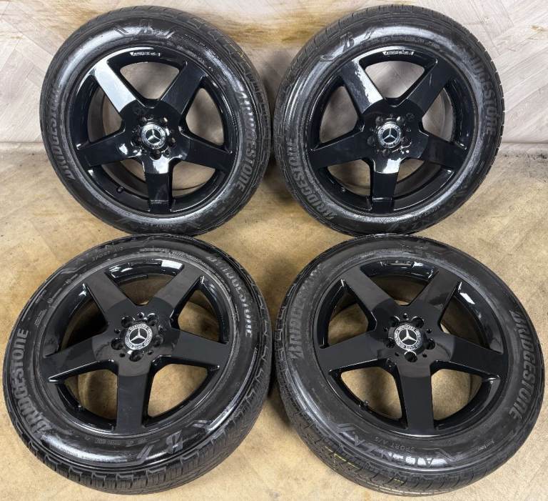 19'' GENUINE MERCEDES AMG 5 SPOKE ML GLE BLACK ALLOY WHEELS ALLOYS TYRES A166