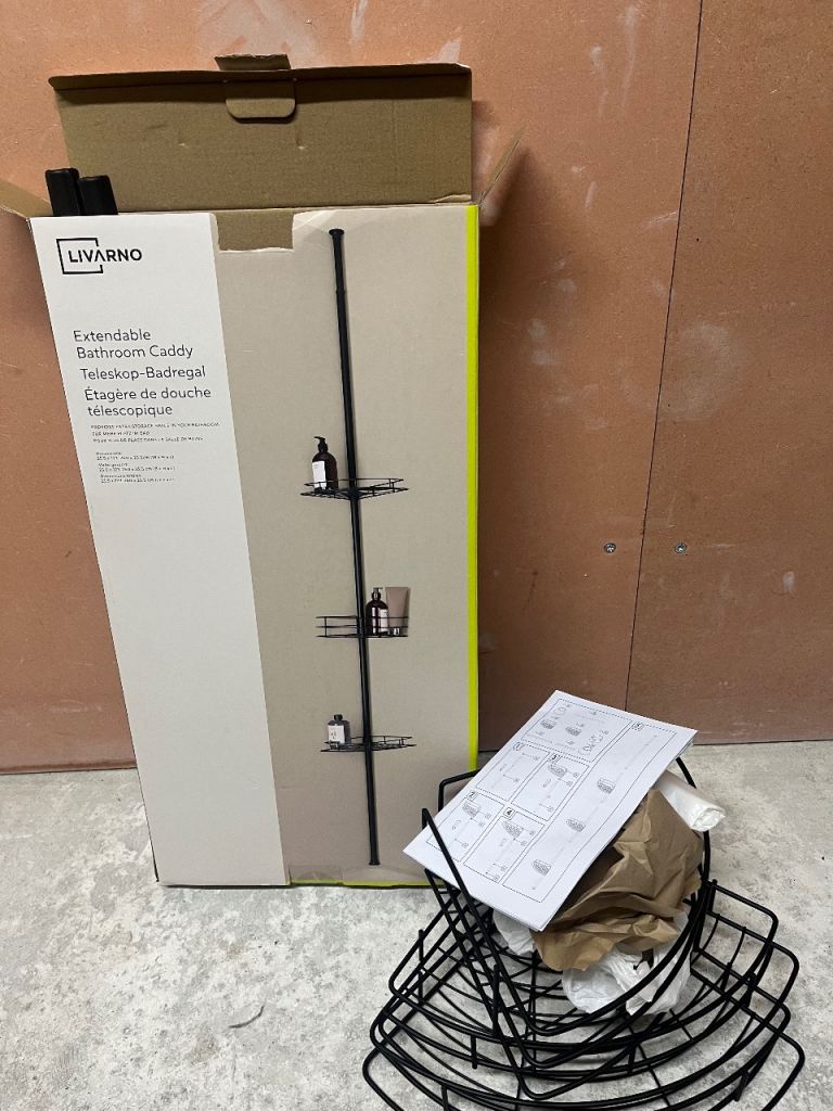 LIVARNO Extendable Bathroom Caddy - NEW, Black Metal