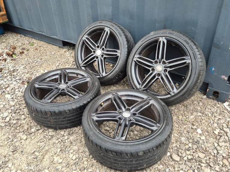 🌟Audi Peelers style 18 inch alloy wheels 5x112 with MATCHING TYRES 7M++ GOLF PASSAT CADDY AUDI 