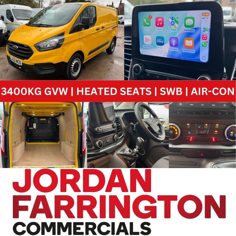 2022 22 reg FORD TRANSIT CUSTOM 340 SWB LOW ROOF EURO 6 ULEZ VAN WITH AIR-CON