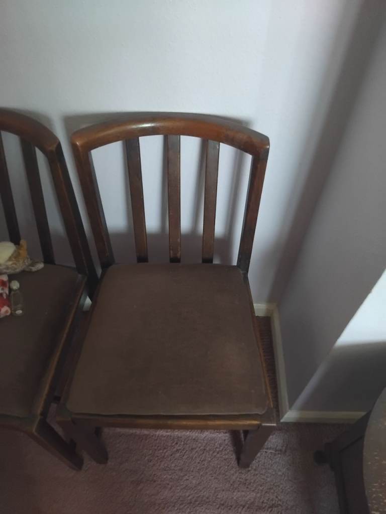 Brown Wooden Dining Chairs with Padded Seat