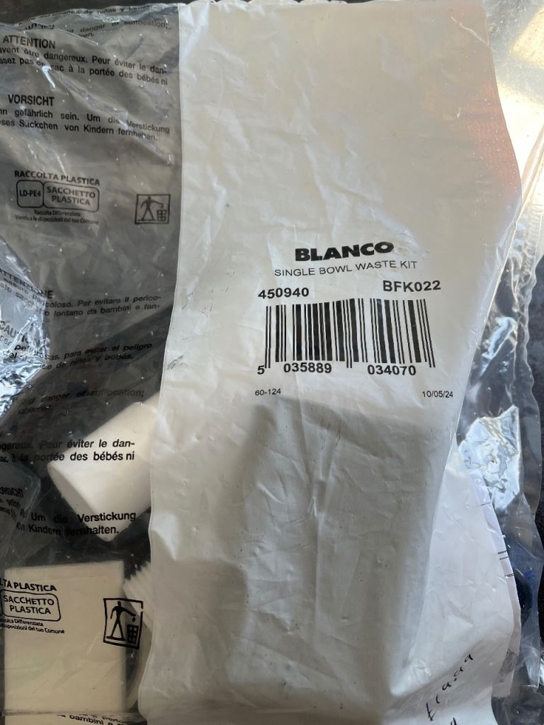 BLANCO Single Bowl Waste Kit BFK022 - Brand New