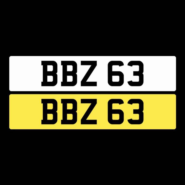 BBZ 63 Number Plate, 2 Digit NI Reg, Dateless Northern Irish, NI Number Plate, NI Registration plate