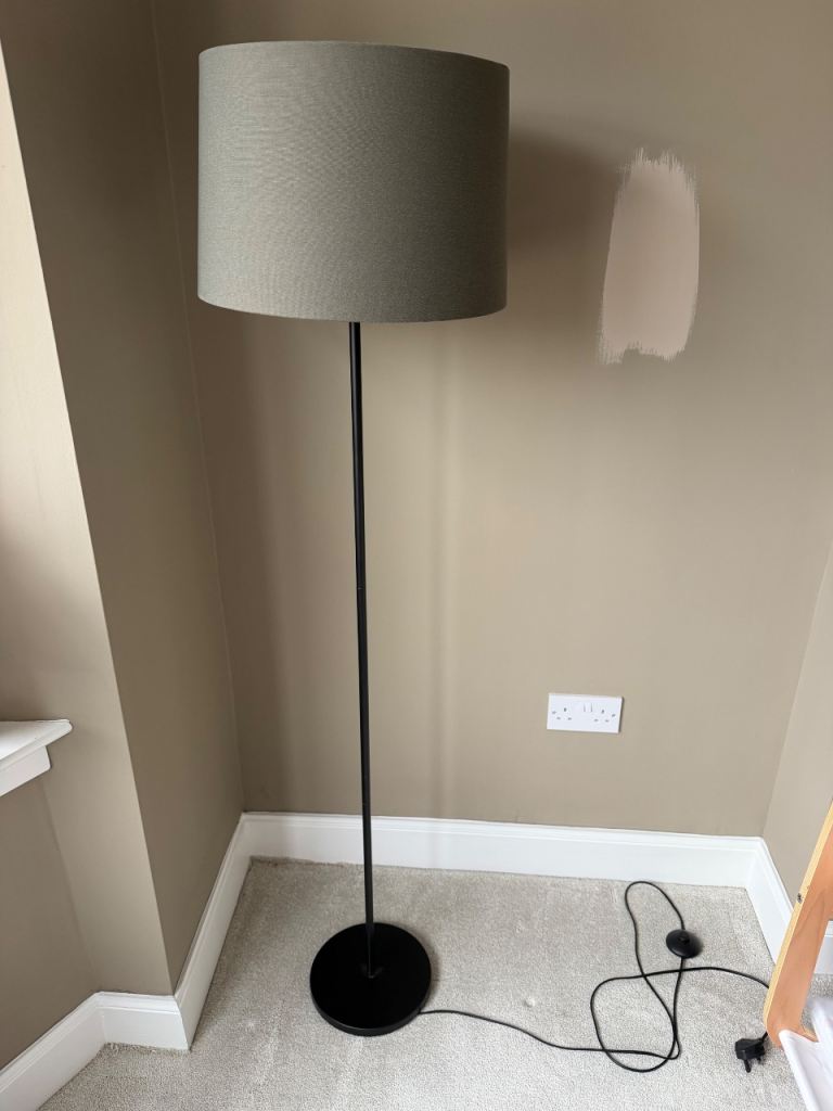  Habitat Black Floor Lamp – 138cm Tall – 40cm Next Green Lampshade Included