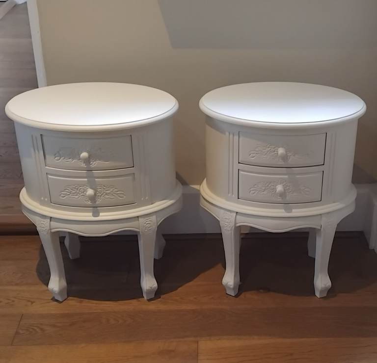 Pair Oval Bedside Cabinets, VGC