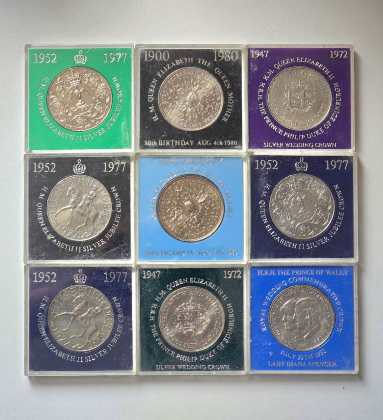 Lot#2 Vintage Various British UK Crown Coin Collection 9pcs.