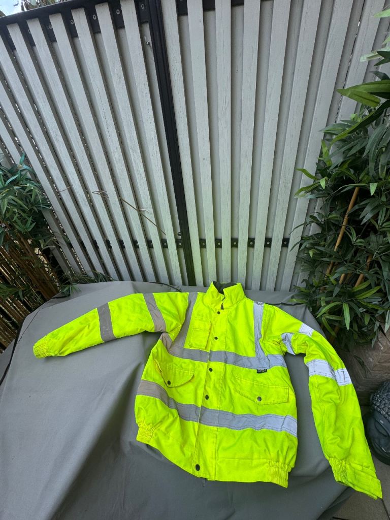 High Visibility Work Jacket – Fluorescent Yellow, Good Condition