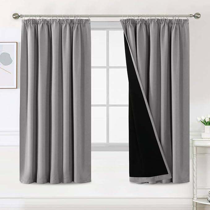Brand New Bellahills Grey Blackout Pencil Pleat Curtains