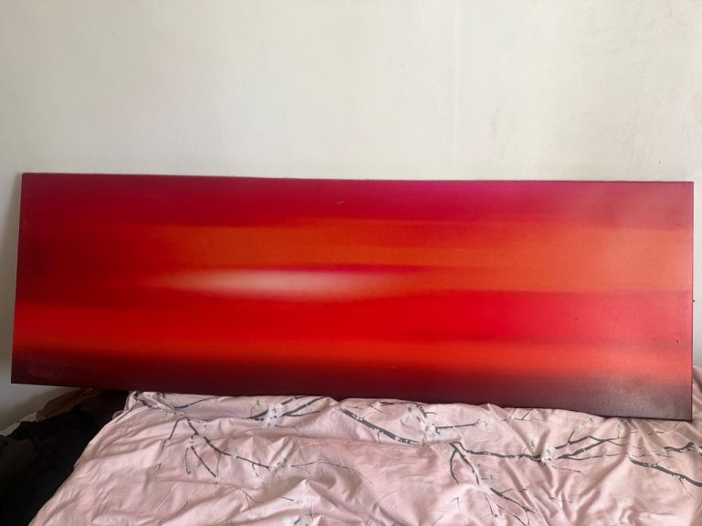 Large Contemporary Abstract Red Canvas Painting – Striking Statement Piece