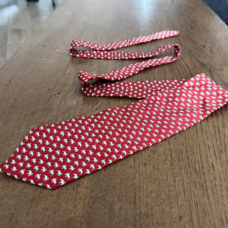 Tex Accessories Red Silk Pug Tie Made in Italy