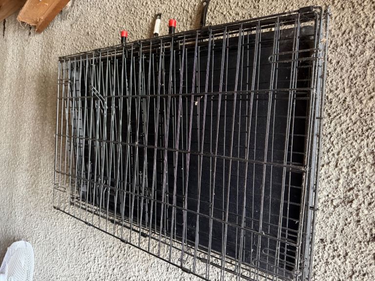 Large dog crate and dog bed