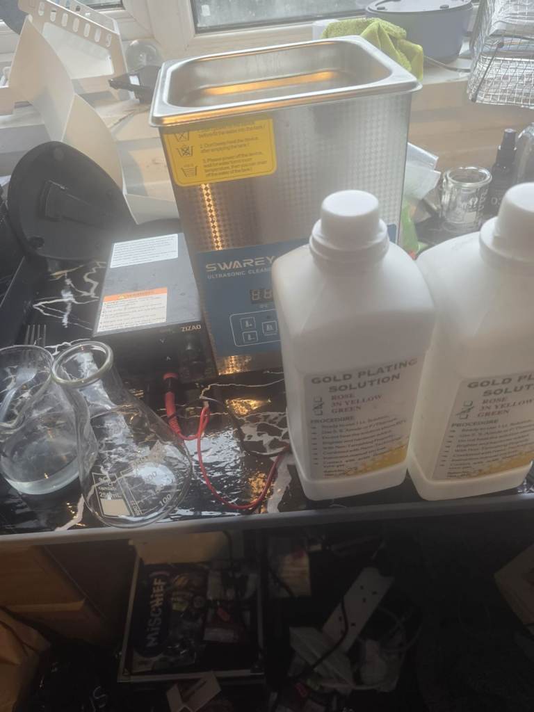 complete gold plating kit inc over 1lts gold plate solution