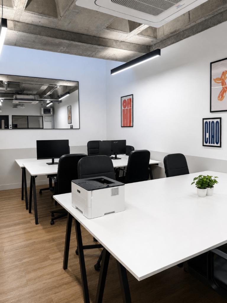 10-desk private office, Farringdon, £1,295.37 + VAT/month, no business rates