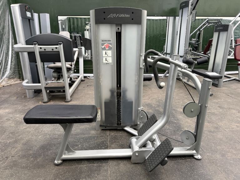 LIFE FITNESS DUAL BACK BICEP SEATED ROW MACHINE GYM EQUIPMENT FOR SALE UK USED 