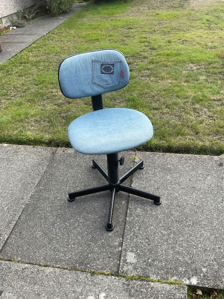 Denim Fabric Office Chair - Good Condition