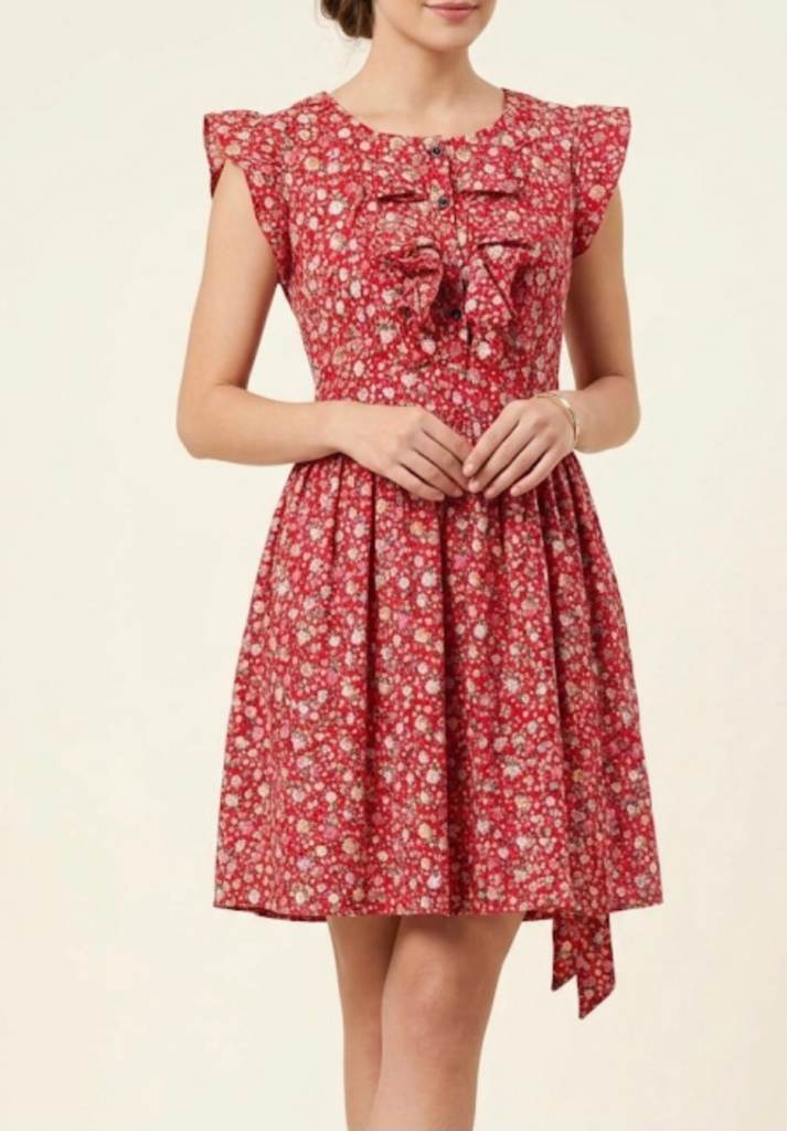 Apricot Red Floral Dress – Size M/L – Brand New Without Tags (Fast Shipping & Bundles Available)