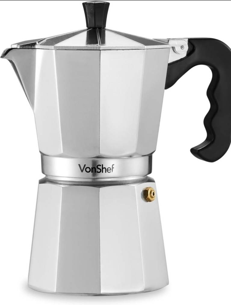VonShef Stovetop Coffee Maker, 6 Cup Aluminium Italian Espresso Maker, 300ml 