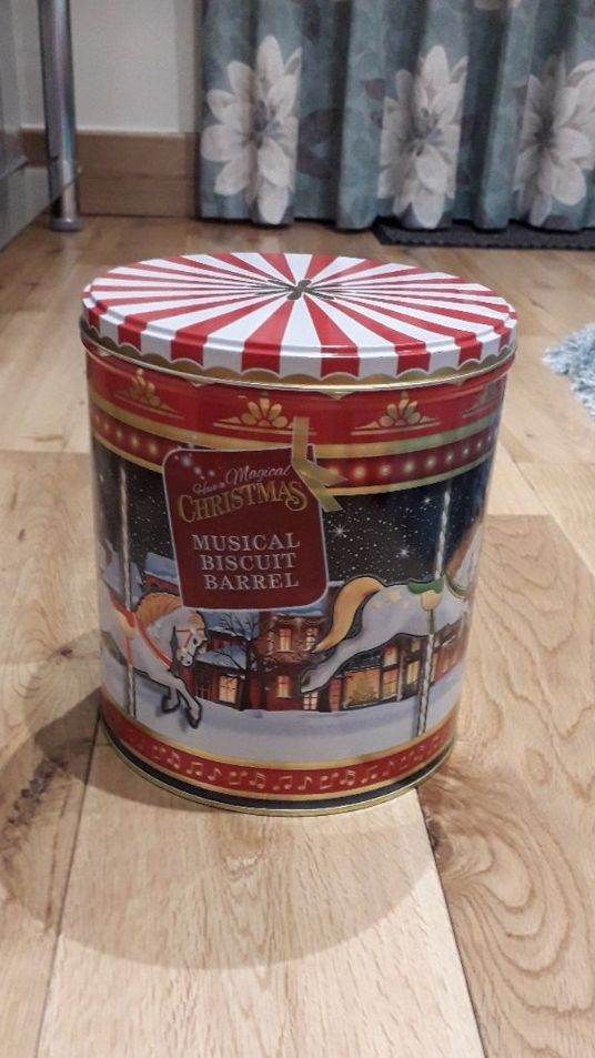 Christmas Musical Biscuit Barrel.
