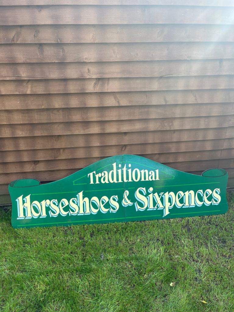 Large vintage horseshoe traditional folding sign - 180cm by 58cm