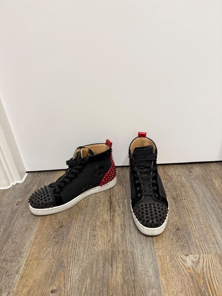 Christian Louboutin Black Spiked High-Top Trainers – Good Condition