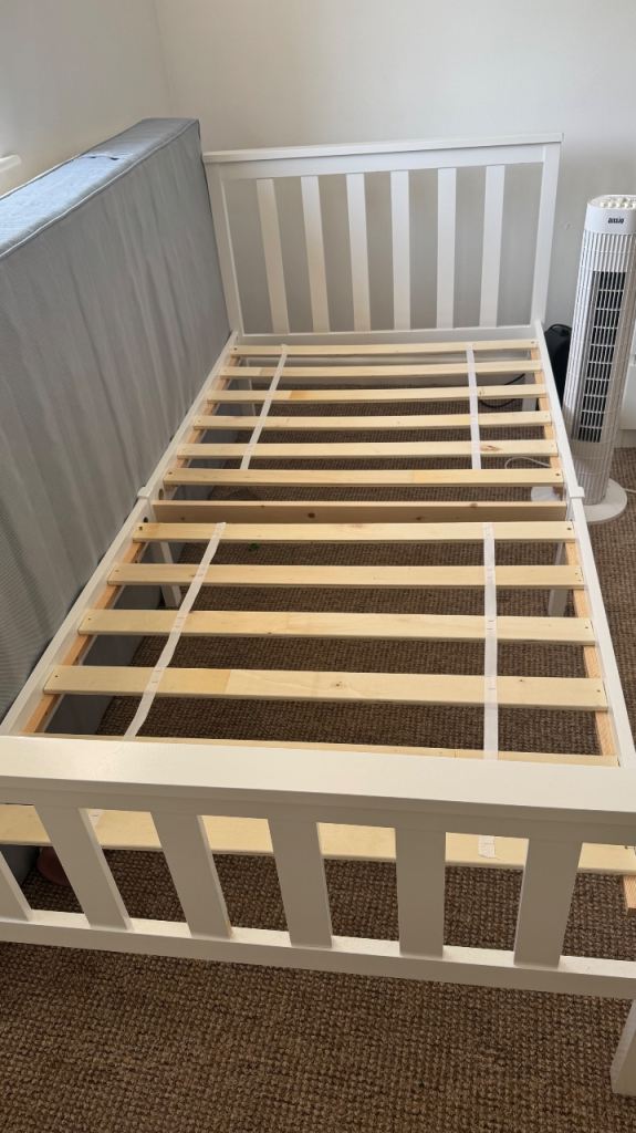 White Wooden Single Bed Frame – Good Condition