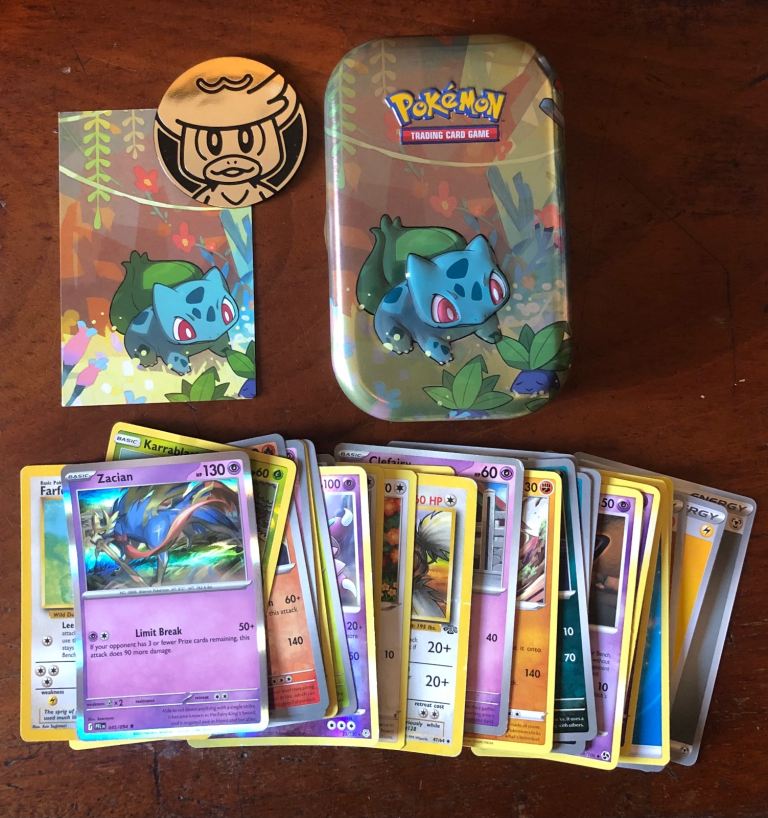 Pokémon cards and tin