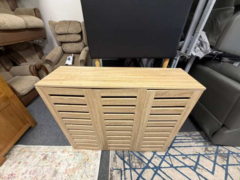 5 Tier Shoe Storage Cabinet 3 Door Cupboard Stand Rack Unit Sonoma Oak £59