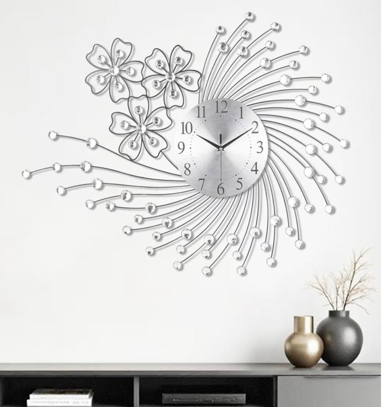 Flower patterns large wall clock 