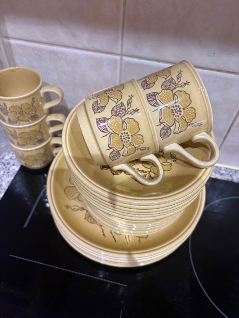 vintage 1970s/1980s stoneware dinner set