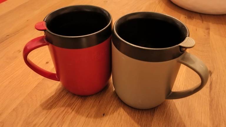Two cafetiere coffee mugs