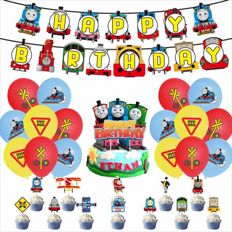 Thomas Train Birthday Party Decorations, Happy Birthday Banner, Balloons, Cake Topper Cupcake Topper