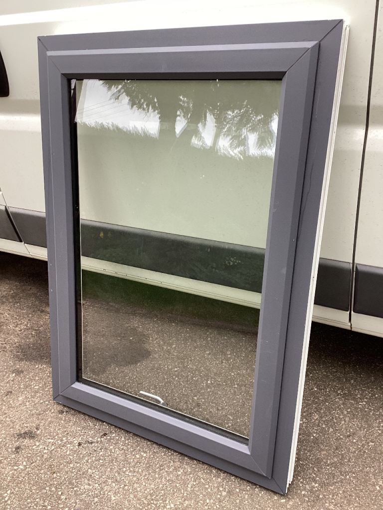 New UPVC opening  Rehau window grey outside, white inside 