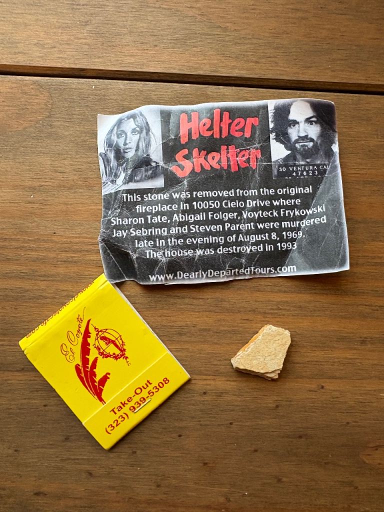 dearly departed tours relic set — cielo drive fragment + el coyote matchbook — 2012 🖤