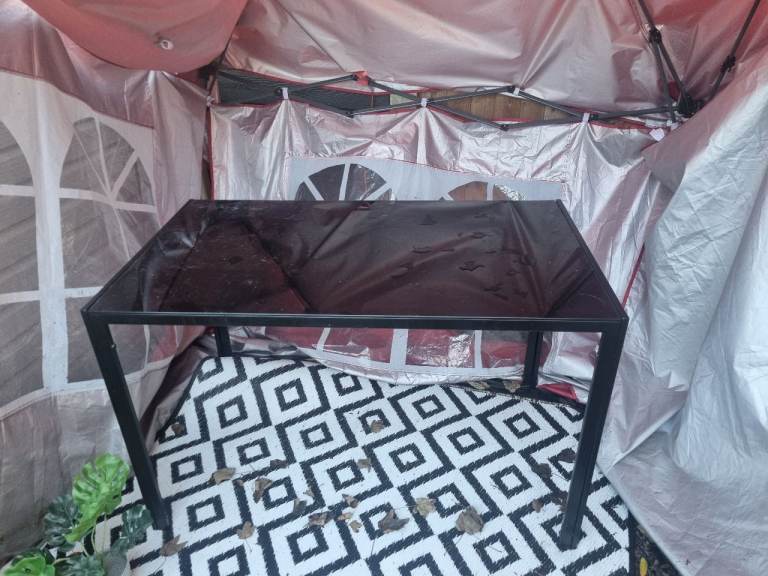 Black glass top dining table and chairs 