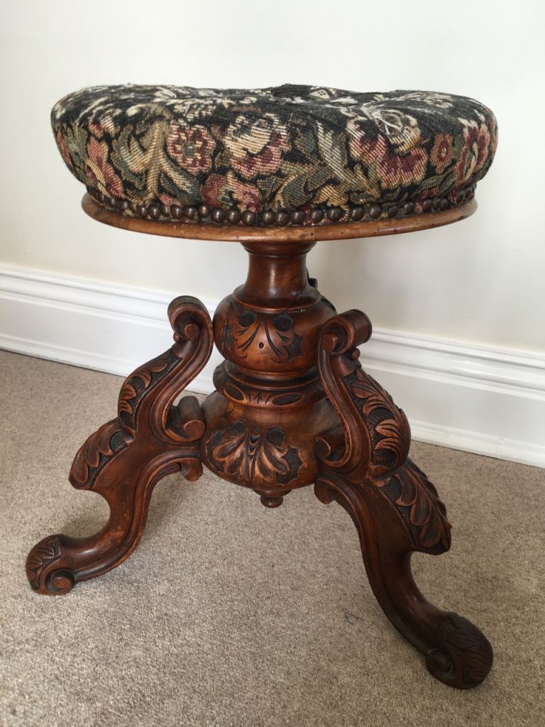 Antique Victorian swivel organ stool