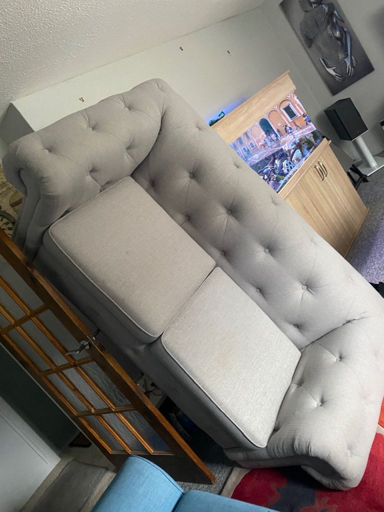 Grey Fabric Two-Seater Sofa – Good ConditionFREE 