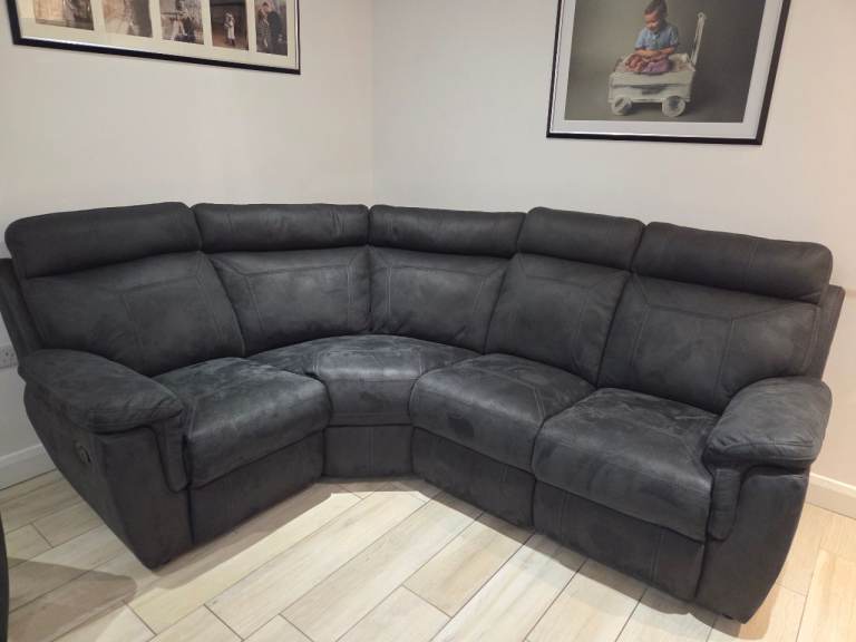 Grey Corner Sofa and Recliner Armchair Set – Good Condition