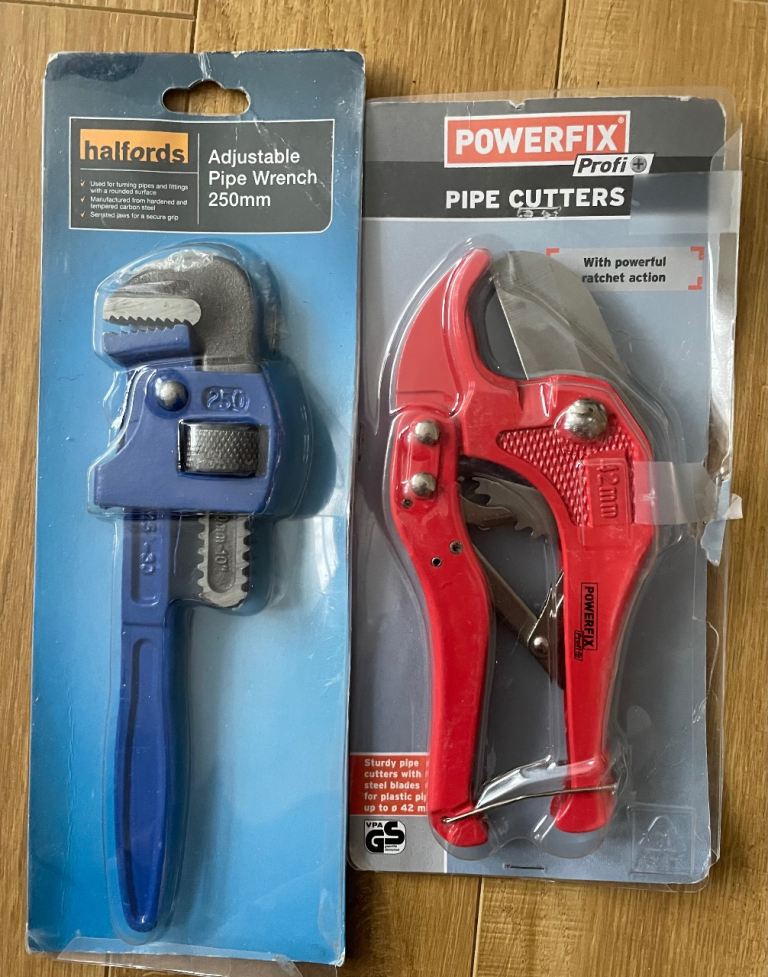 Pipe wrench and cutters