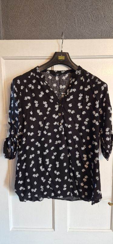 Black and White Floral Blouse