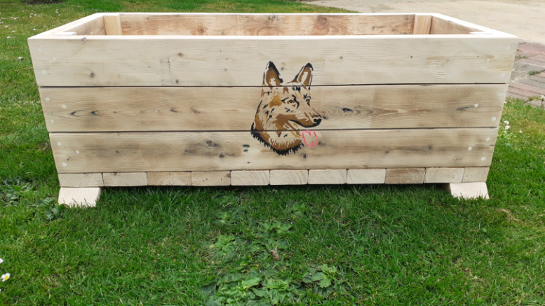 German shepherd garden planter