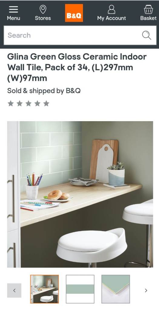 B and Q Silt Green Kitchen Tiles