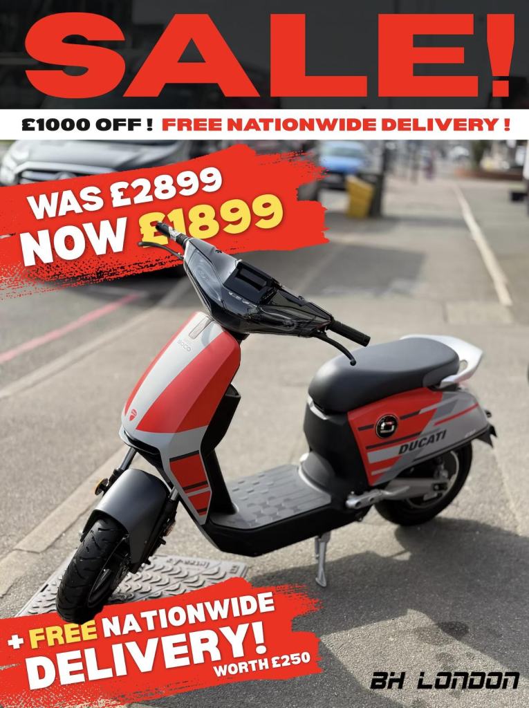 £1000 OFF!!! Vmoto / Super Soco CUX Ducati - 2 year warranty - Electric Scooter