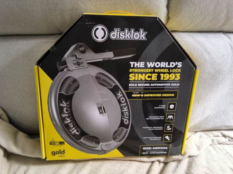 Disklok Medium Steering Wheel Lock – Gold Standard, NEW