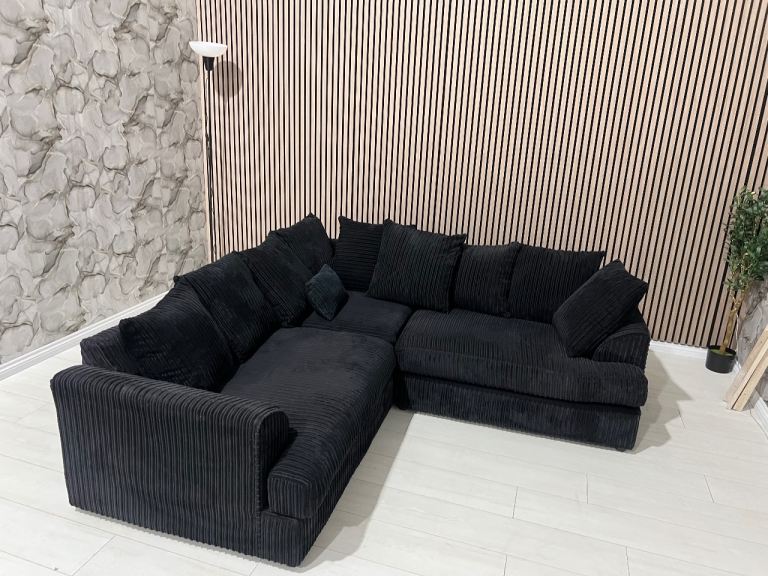 Black cord sofa delivery available , £200.00 for Sale